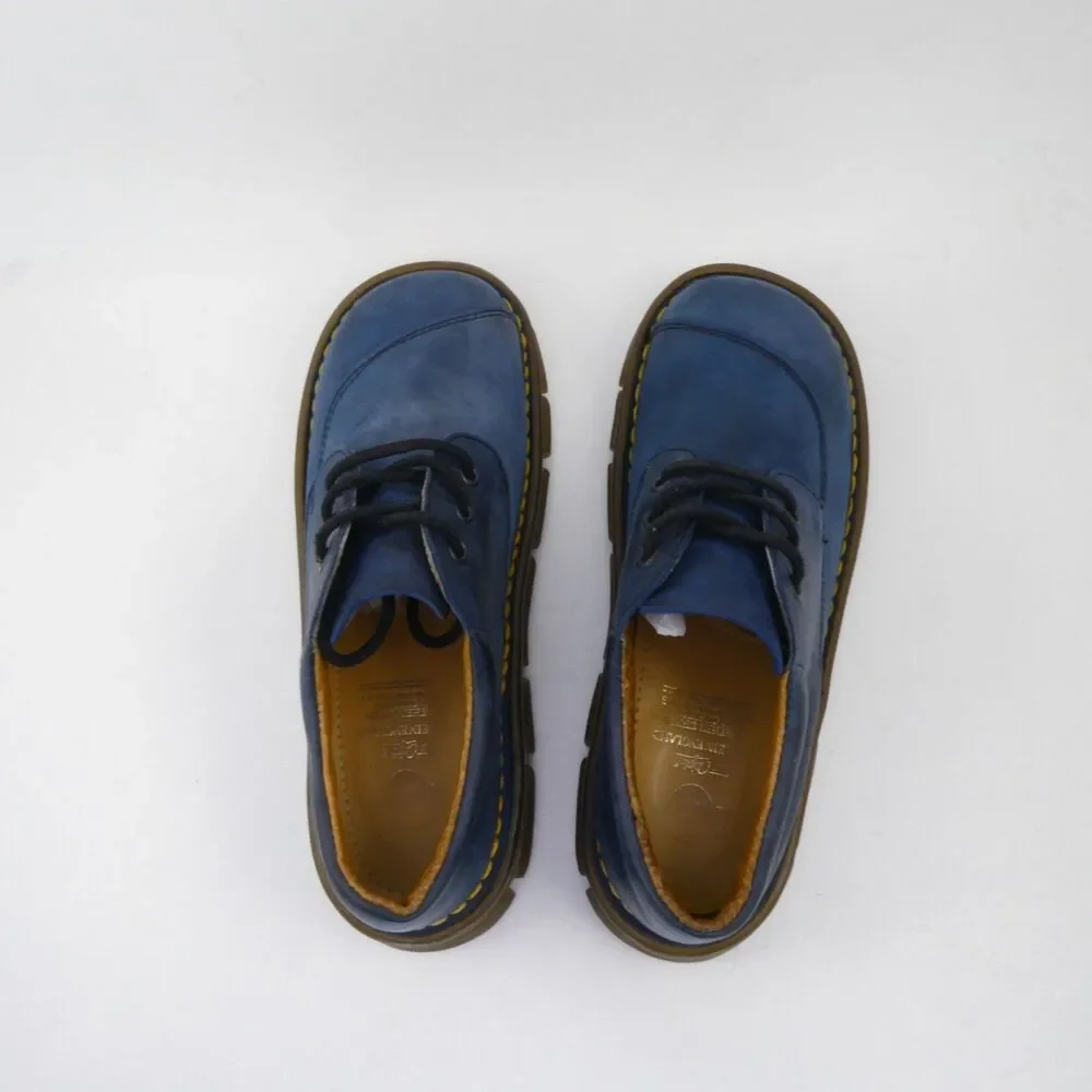Dr Doc Martens 6442 Kids Youth US Size 2 Leather Low Top Oxford Shoes Navy Blue